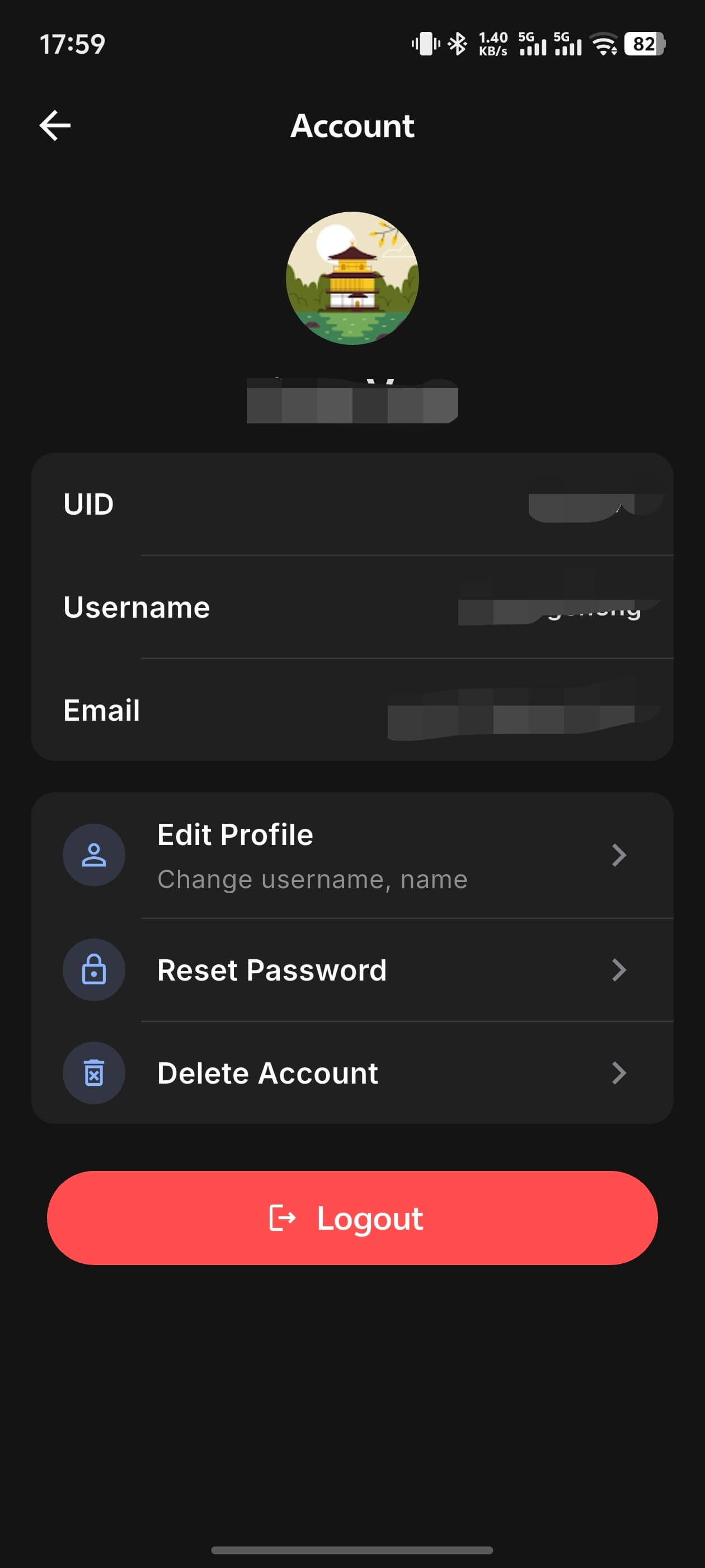 Account page