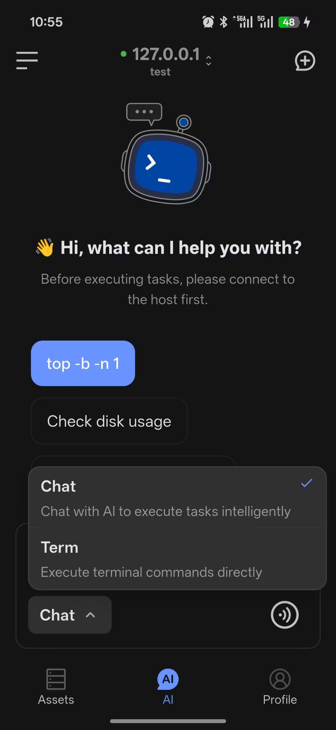 AI Dialog mobile page